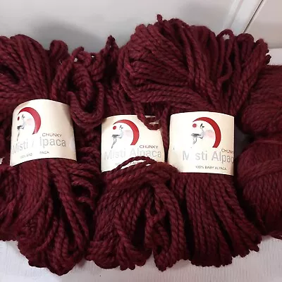 Misti Alpaca Yarn #620 Red Burgundy Merlot Set Skeins Chunky Baby Alpaca Misty • $67