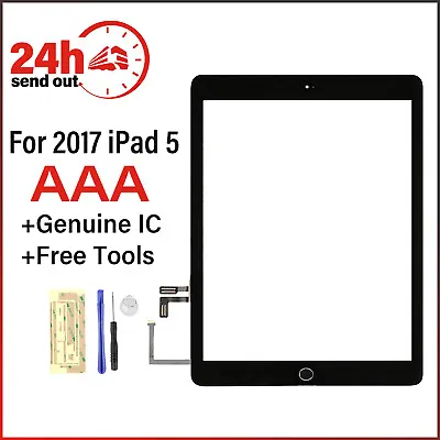 For 2017 IPad 5th Generation A1822 A1823 Digitizer Screen Replacement Black + IC • £13.99