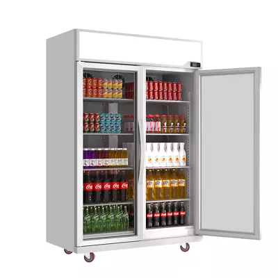 Commercial 2 Glass Doors Merchandiser Refrigerator Display Beverage 39 Cu.ft NEW • $1225.49