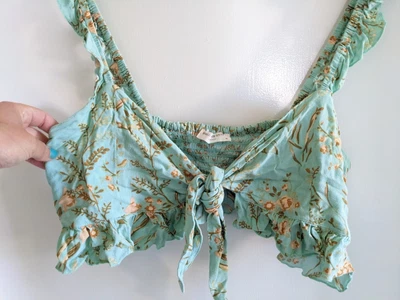 $70 • Buy Spell And The Gypsy Maisie Crop Top Tie Front XL Mint Green Floral Frilly NWOT 