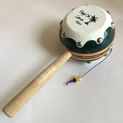 Vintage Den-Den Daiko Pellet Drum Wooden With Yellow Bead! KarateKid Drum MEXICO • $6.99