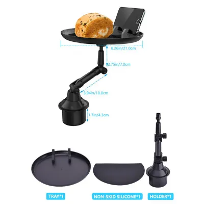 $25.64 • Buy Black ABS Car Travel Tray Food Drink Cup Holder Coffee Table Stand 360° Swivel