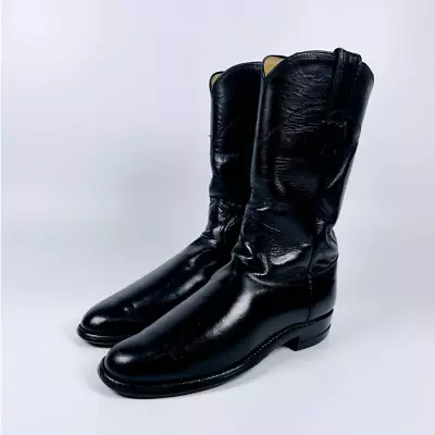 Vintage Women's Justin Roper Boots Mid Calf Black Leather Western Size 4.5  • $50