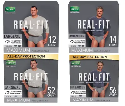 Depend Real Fit Maximum Absorbency Underwear For Men 14 56 S/M & 12 52 L/XL ✅ • $69.99