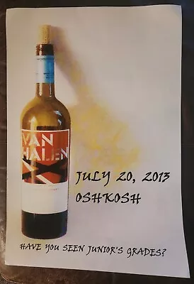 Van Halen 2013 Poster * Oshkosh Wi Rock Usa Festival * Edward Alex Dave & Wolf • $125