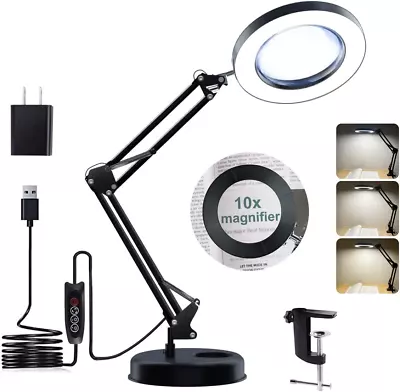 Magnifying Glass With Light And Stand 10X Magnifying Lamp 2-In-1 Desk Magnifie • $50.99