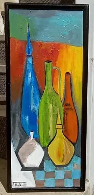 Mid Century Modern Style Bottles Painting Moderist  Abstract Still  Life  • $120