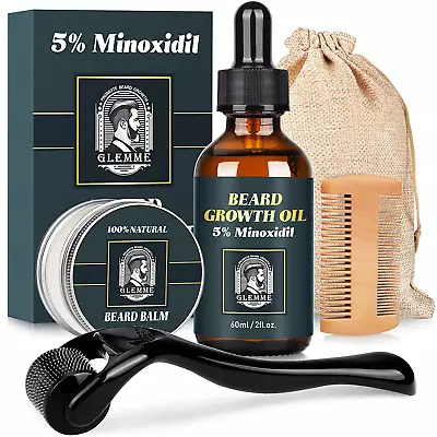 $47.59 • Buy 5% Minoxidil Beard Growth Kit Beard Derma Roller Beard Growth Oil For Men Bea
