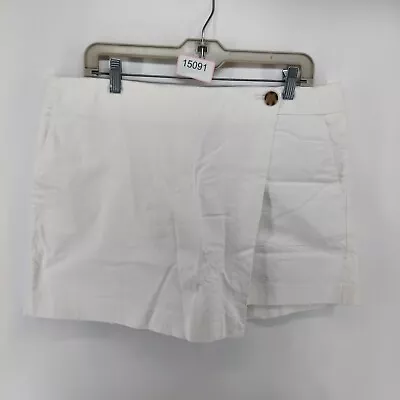 Loft Outlet Short Women Size 12 White Wrap Denim Casual Summer Cotton Blend • $7