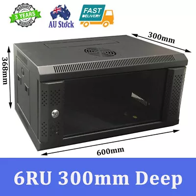 6RU 19 Inch 300mm Deep Wall Mount Server Rack Cabinet For Networking With Fan • $186.95