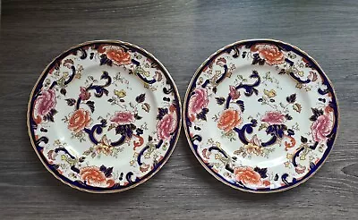 Pair Of Masons Mandalay Blue Ironstone 10.5'' Dinner Plates • £22