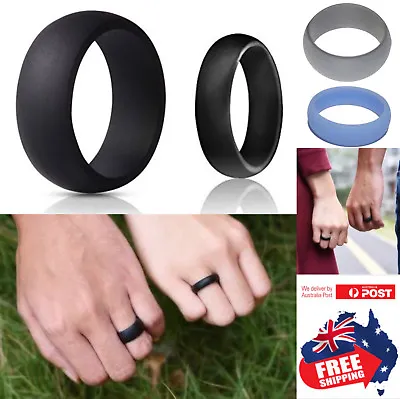 $4.95 • Buy Silicone Rubber Wedding Ring Bands Flexible Comfortable Safe Work Sport Gym 1pc 