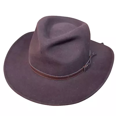 Anthony Graham Brown Wool Felt Fedora Cowboy Hat With Leather Band. • £17.95