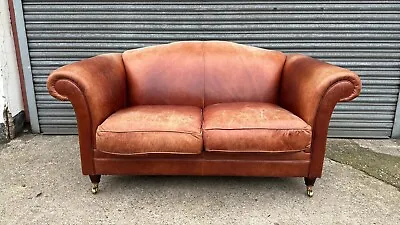 Beautiful Laura Ashley Distressed Gloucester Leather Sofa • £499