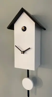 Cuckoo Clock Germany Wood Design Quartz Battery Operated Modern White Black • $194