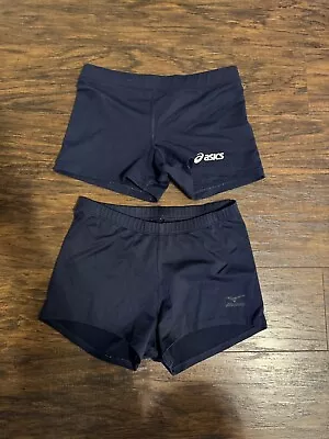 2 Pair Volleyball Spandex Shorts XS Hot Pants Blue Bike Running Teeny Tight Asic • $20