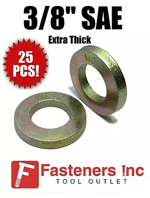 (Qty 25) 3/8  Extra Thick Flat Washers SAE Grade 8 Hardened Washer MCX Mil-Carb • $11.99