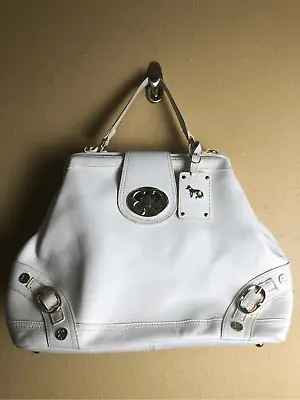 $35 • Buy EMMA FOX Leather Newport Frame Satchel Handbag Off White Cream Beige Gold