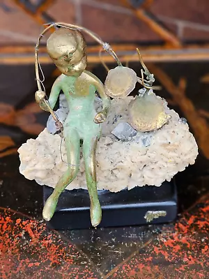 Boy Fishing  Bronze Sculpture Statue By Malcolm Moran 1972 • $129.99