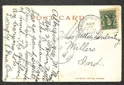 Usa #300 Stamp Albuquerque New Mexico Territory Miller Indiana Dpo Postcard 1907 • $9.95