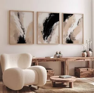 Set Of 3 Modern Abstract Neutral Prints Home Wall Art Home Decor • £16.99