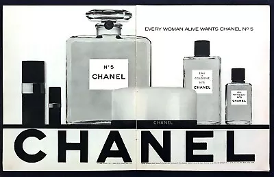 1969 Chanel No. 5 Perfume Cologne Bath Oil Bottles Photo 2-page Vintage Print Ad • £10.02