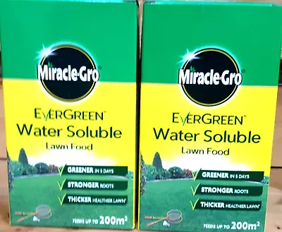 2 X Miracle Gro EverGreen Water Soluble Lawn Food Stronger Thick Grass Feed 1kg • £30