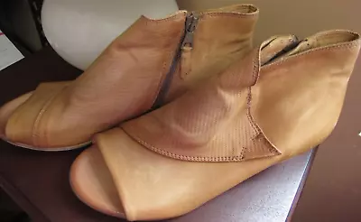 Miz Mooz Leather Peep-toe Booties- Camp Wheat Women's EU 42/ US 11 • $54.99