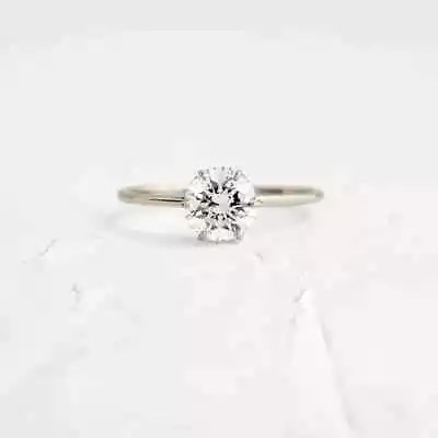 2 Ct Round Cut Moissanite Halo Engagement Ring 14K White Gold Plated • $125.48