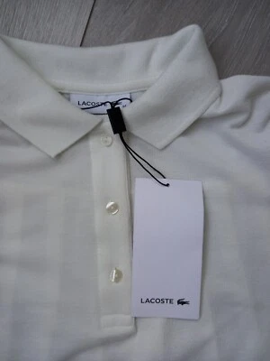 £29.99 • Buy Lacoste Ladies Exquisite Pleated Back Natural Polo T-shirt Top Tee Uk XS 8-10
