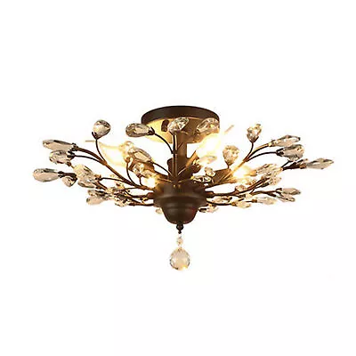 Crystal Chandelier Branches Lamp Pendant Vintage 4-Light Bedroom Ceiling Fixture • $68.41