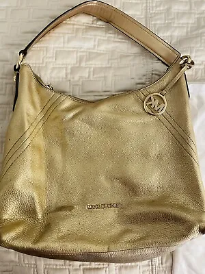 Michael Kors Gold Mirror Metallic Monogram Tote Shoulder Bag  • $35