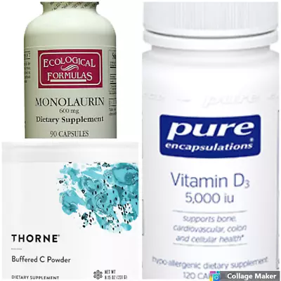 Immune System Support Bundle: Buffered Vit C D3 & Monolaurin Respiratory Lung  • $79.99