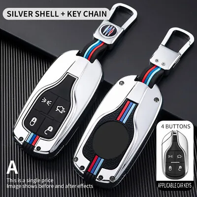 Metal Key Bag Case Shell Fob For Maserati Quattroporte Ghibli Levante Silver • $36.62