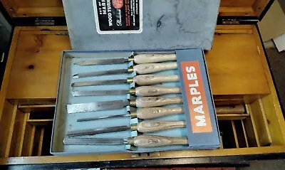 BOXED SET OF 8 MARPLES No1002 SHAMROCK BRAND WOOD TURNING CHISELS • $123.30