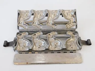 Antique Vintage Hinged Metal 4 Rabbit Bunny Chocolate Mold  • $60