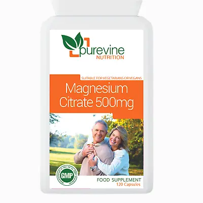 Magnesium Citrate 500mg 120 Capsules Helps Normal Body Functioning UK Made GMP • £8.95