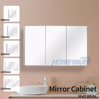 600-1500mm Wall Hung PVC Filmed Mirror Cabinet Storage Shelf Bathroom Organiser • $695