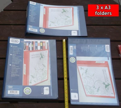 £17.90 • Buy 3 X Elba Large A3 4D Ring Binder File 1 Portrait 2 Landscape Presentation Folder