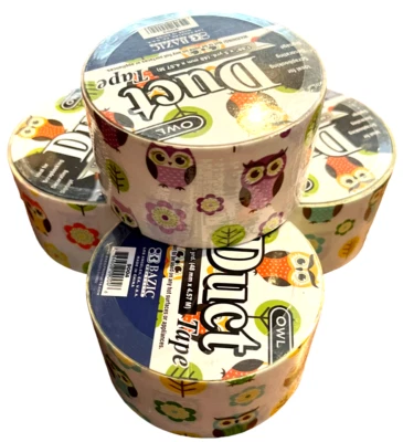 $10.99 • Buy 4 X BAZIC 1.88  X 5 Yards Polka Dot Series OWL Design Duct Tape - Lot Of 4
