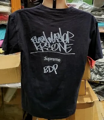 Rare FW14 Supreme X KRS-One All Means Tee Navy T-shirt Size L Large Box Logo  • $155.64