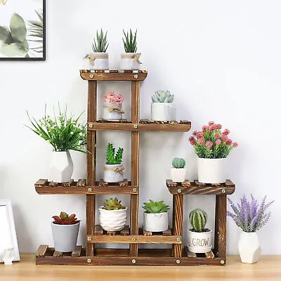 Plant Stand Small Wood Planter Shelf For Succulent Tabletop Window Garden Rack • £16.96