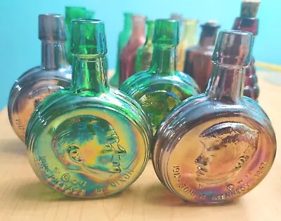  14 Wheaton And Other  Glass Miniature Bottles Lot Kennedy Nixon  Chief Wahoo  • $30