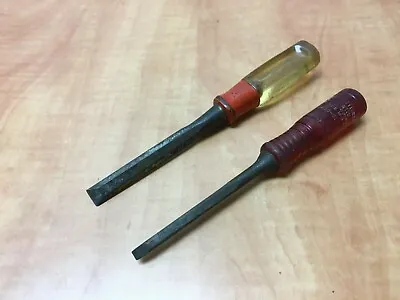 Millers Falls 1430 Chisel 1/4” Red Handle & Stanley 1/2  Chisel Clear/Red • $24.98