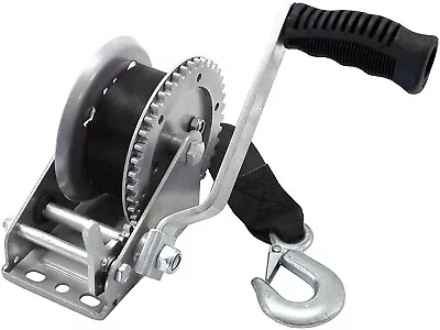 1200lb Hand Winch Hand Crank Strap Gear Winch ATV Boat Trailer Heavy Duty Black • $25.95