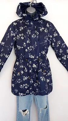 Ladies Lightweight Rain Mac From Peacocks In Navy With White Print Uk Size 12 • £13.99