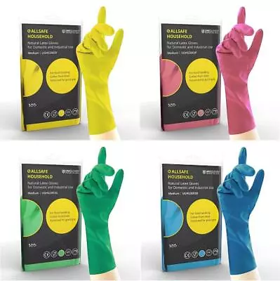 5 12 24 Pairs Latex Rubber Household Long Sleeve Gloves Washing Up Cleaning • £7.98