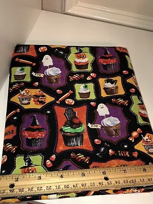 Monster Mash Halloween Black CEA Fabric Fat Quarter 18x21 Cotton Quilt Crafts • $5.89