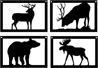 Bear Elk Deer Moose SET 4 Wildlife Silhouette Metal Wall Art Decor Country Gifts • $38.99