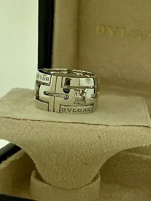 $1750 • Buy Bvlgari Parentesi 18K White Gold Band Ring Signed Bulgari AN853974 341991 New